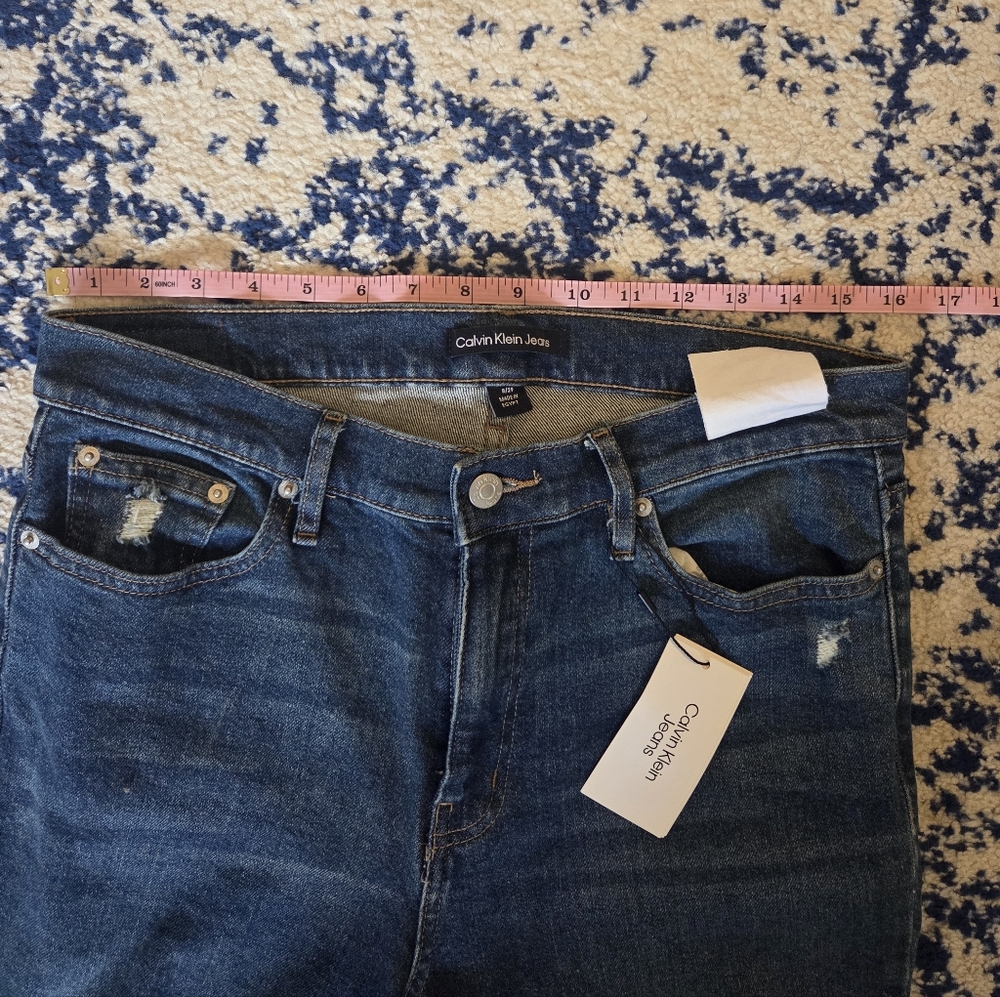 Calvin Klein Dark Blue Straight Leg Jeans - Picture 7 of 9